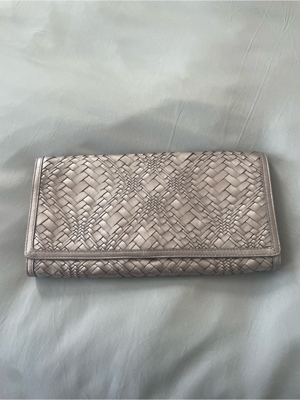 Cole Haan Silver izzie Woven Leather Clutch